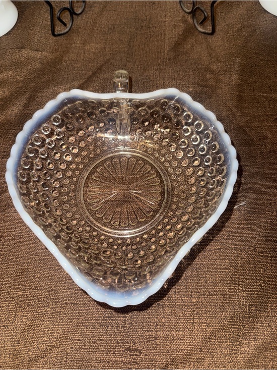 Other - Vintage Hobnail Opalescent Milk Glass Handled Berry Bowl